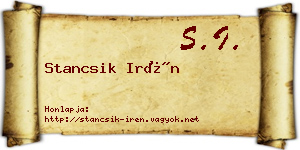 Stancsik Irén névjegykártya
